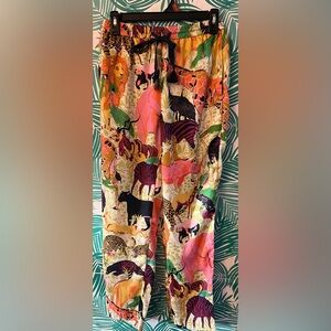 J. Crew Ratti Safari Hi Rise Wide Leg Animal Print Pants 0 colorful